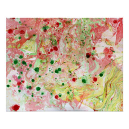 Trendy Abstract Art Pink Red Yellow Green Modern Poster