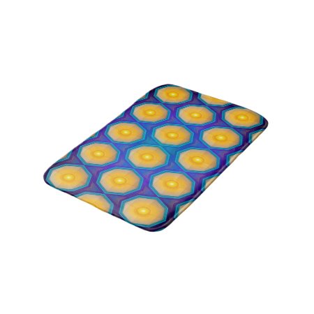 Trendy Abstract Blue And Yellow Bathroom Mat