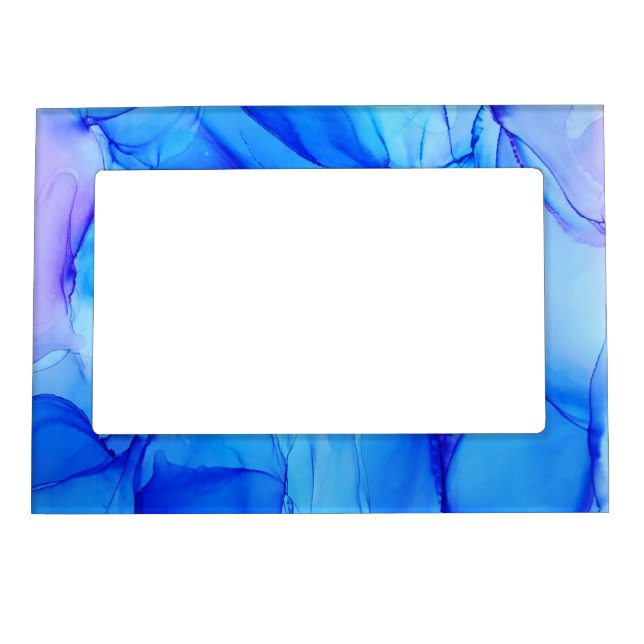 Trendy Abstract Blue Purple Swirls Magnetic Frame (Front)