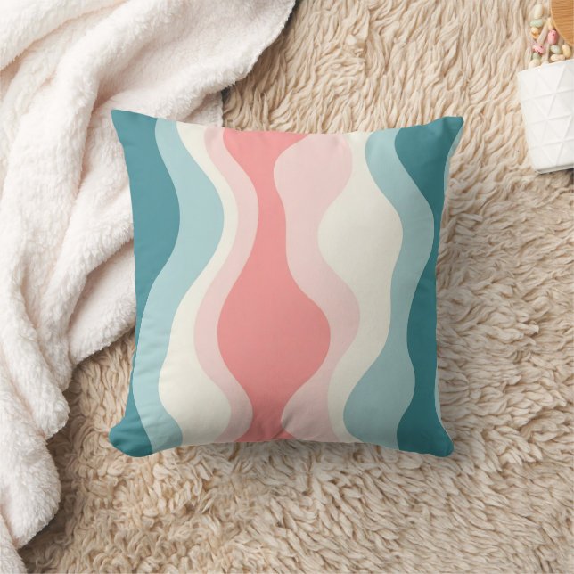 Trendy Abstract Blush Pink Mint Collection Throw Pillow (Blanket)