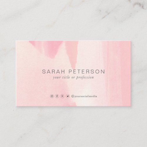Trendy abstract blush pink watercolor personal business card
