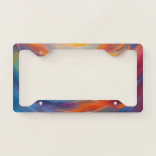 Trendy Abstract Bright Blue yellow Pattern   License Plate Frame