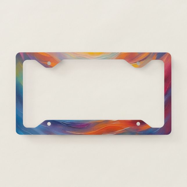 Trendy Abstract Bright Blue yellow Pattern   License Plate Frame (Front)