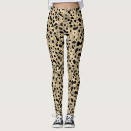 Trendy Abstract Brown Sepia Leopard Spots Pattern Leggings
