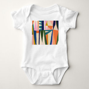 Trendy Abstract: Colorful Hand Drawn. Baby Bodysuit