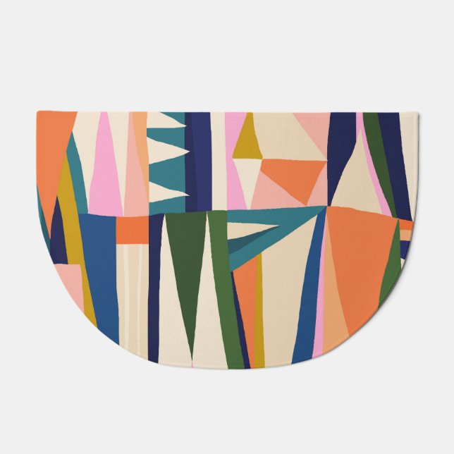 Trendy Abstract: Colorful Hand Drawn. Doormat (Front)