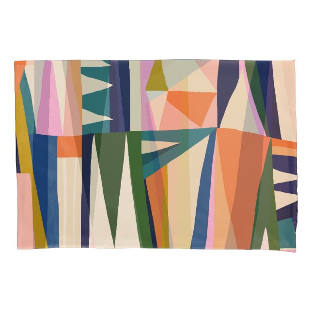 Trendy Abstract: Colorful Hand Drawn. Pillow Case (Front)