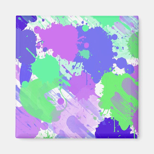 trendy abstract colorful neon brushstrokes magnet (Front)