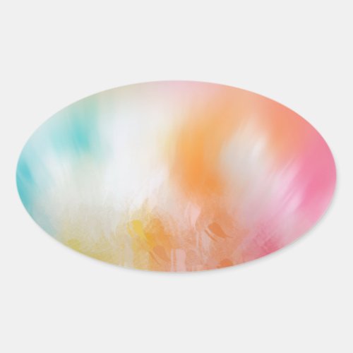 Trendy Abstract Colorful Pink Red Yellow Blue Oval Sticker