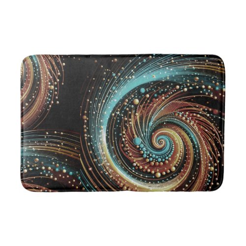 Trendy Abstract Copper Turquoise Modern Bath Mat