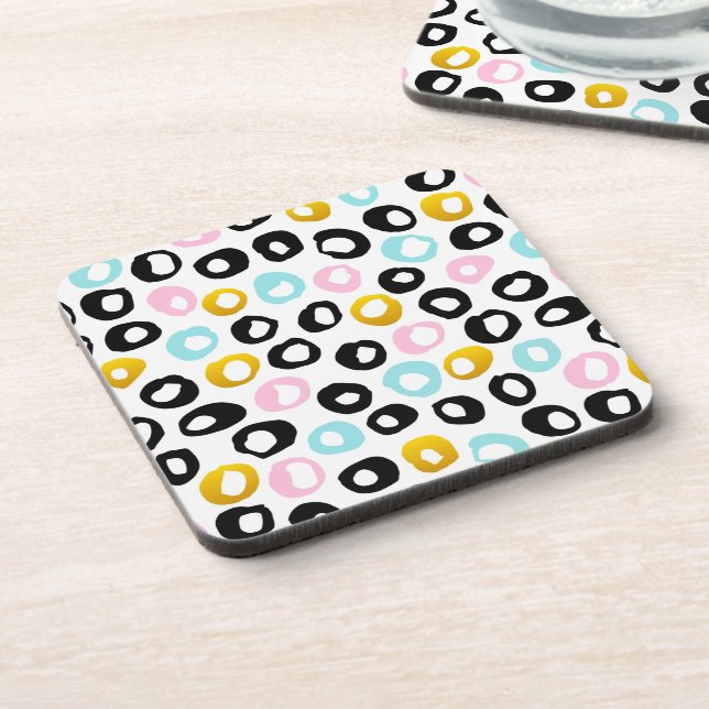 Trendy Abstract Dots Pattern Beverage Coaster (Left Side)