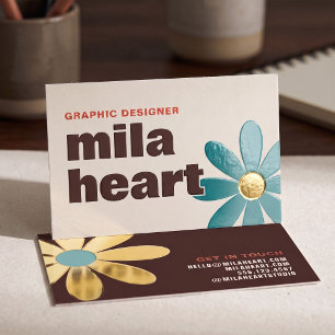 Trendy Abstract Flower Foil Spot Gloss Business Cards