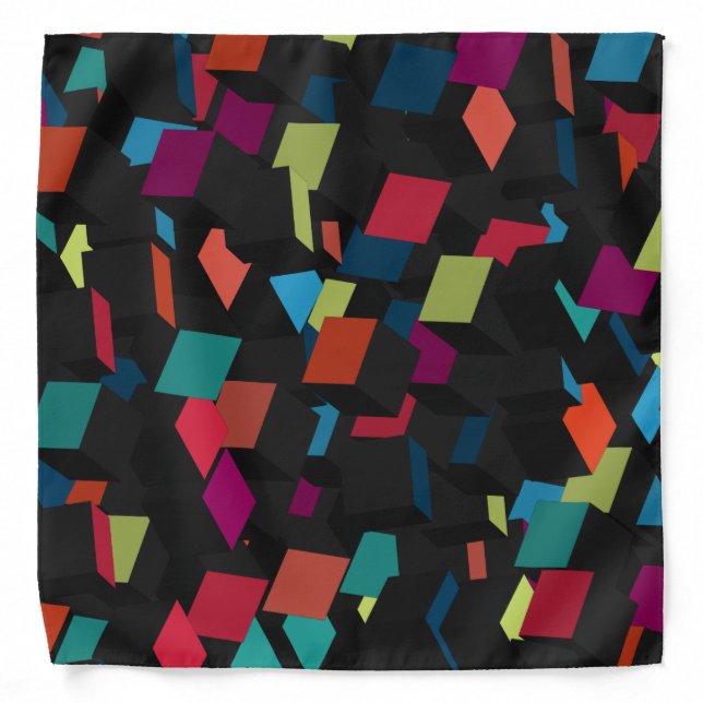 Trendy Abstract Geometric Cube Pattern Bandana (Front)