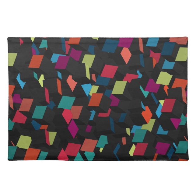 Trendy Abstract Geometric Cube Pattern Cloth Placemat (Front)