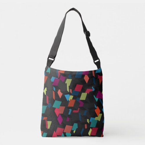 Trendy Abstract Geometric Cube Pattern Crossbody Bag
