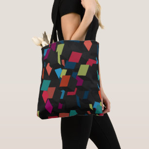 Trendy Abstract Geometric Cube Pattern Tote Bag