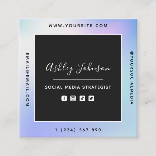 Trendy Abstract Gradient QR Code  Social Media Square Business Card