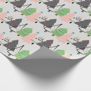 Trendy Abstract Modern Christmas Trees Pattern Wrapping Paper