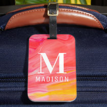 Trendy Abstract Monogram Name Travel Gift Luggage Tag