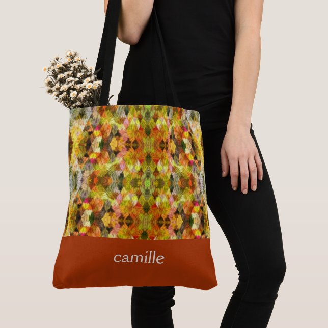 Trendy Abstract Monogrammed Tote Bag (Close Up)