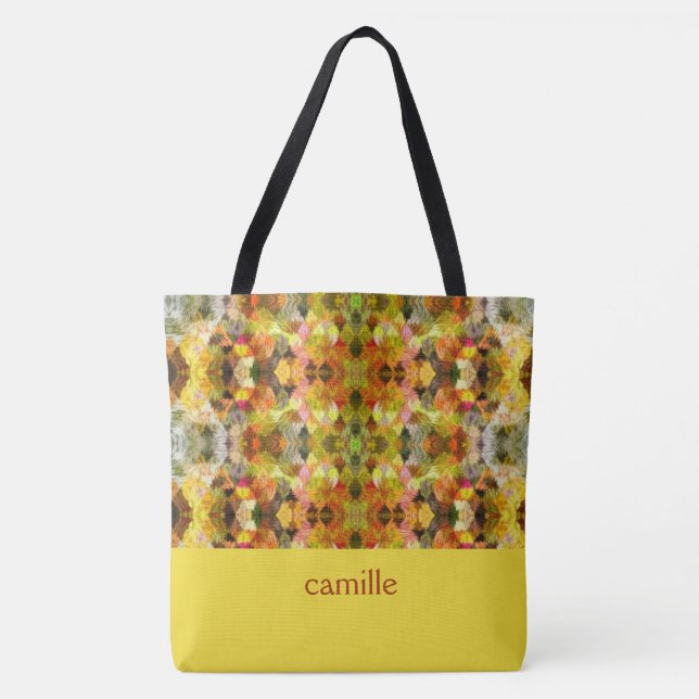 Trendy Abstract Monogrammed Tote Bag (Front)