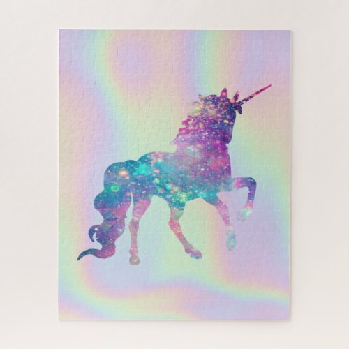 Trendy Abstract Ombre Unicorn Holographi Jigsaw Puzzle