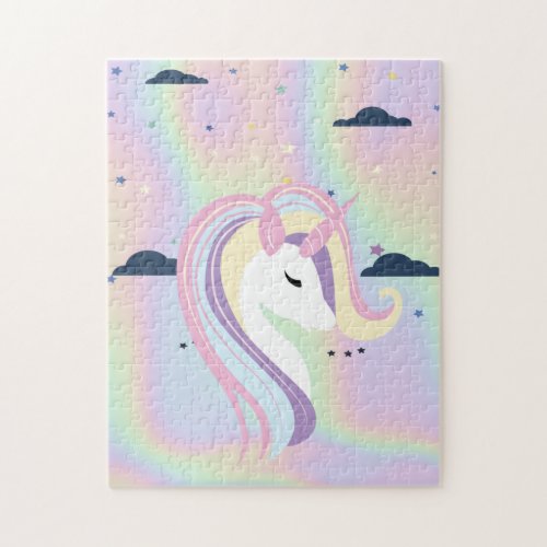 Trendy Abstract Ombre Unicorn Stars Jigsaw Puzzle