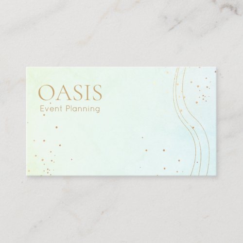 Trendy Abstract Ombre Watercolor with Gold Accents Business Card