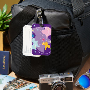 Trendy abstract pattern in purple and blue colors luggage tag