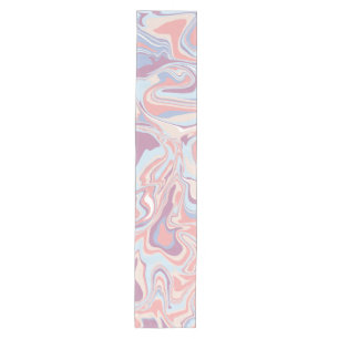 Trendy Abstract Pink Blush Blue Marble Swirl Medium Table Runner
