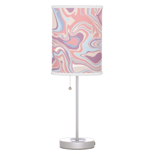Trendy Abstract Pink Blush Blue Marble Swirl Table Lamp (Right)