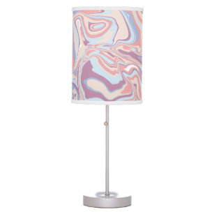 Trendy Abstract Pink Blush Blue Marble Swirl Table Lamp