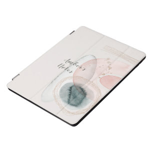 Trendy Abstract Pink Gold Shapes Personalized iPad Pro Cover