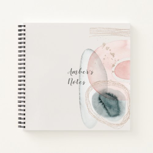 Trendy Abstract Pink Gold Shapes Personalized  Notebook
