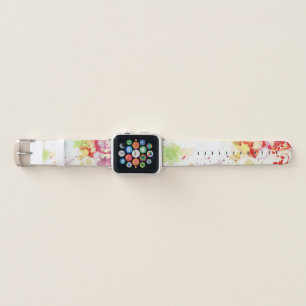 Trendy Abstract Pink Lime Purple Paint Drip Floral Apple Watch Band