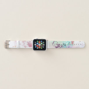 Trendy Abstract Pink Mint Purple Paint Drip Floral Apple Watch Band
