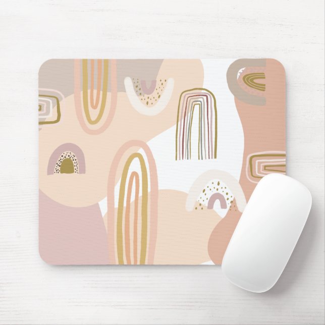 Trendy Abstract Rainbow Patterns Modern Workspace Mouse Pad (With Mouse)