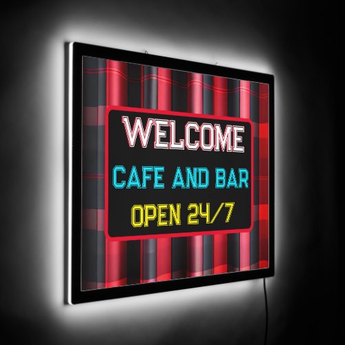 Trendy Abstract Red Black Plaid Collection LED Sign
