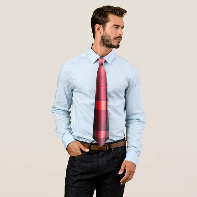 Trendy Abstract Red Black Plaid Collection Neck Tie (In Situ)