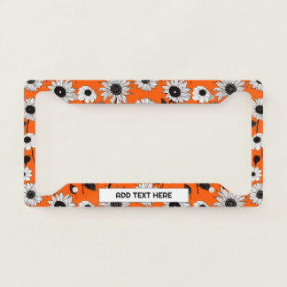Trendy Abstract Sunflower Personalized Your Text License Plate Frame