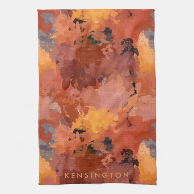 Trendy Abstract Terracotta Rust Brown Kitchen Towel (Vertical)