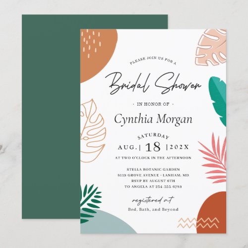 Trendy Abstract Tropical Summer Bridal Shower Invitation