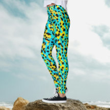 Trendy Abstract Turquoise Yellow Leopard Pattern