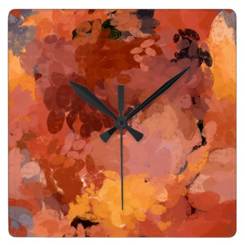 Trendy Abstract Watercolor Art Warm Colors Square Wall Clock