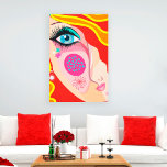 Trendy Abstract Whimsical Artsy Face Eye Canvas<br><div class="desc">Trendy Whimsical Artsy Face original illustration. A bold modern artwork with female quirky face with red and yellow hair and big blue eye. An original artwork by Fotografixgal Designs.</div>