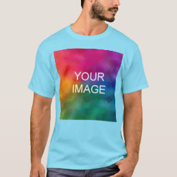 Trendy Add Your Image Logo Photo Template Blue T-Shirt