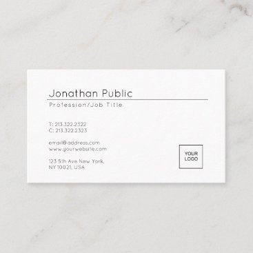 Trendy Add Your Logo Elegant Minimalist Plain Business Card