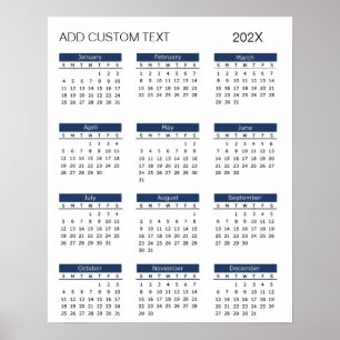 Trendy add your own custom text 2026 Calendar Poster