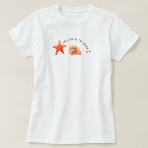 Trendy aesthetic coral beach starfish seashell T-Shirt