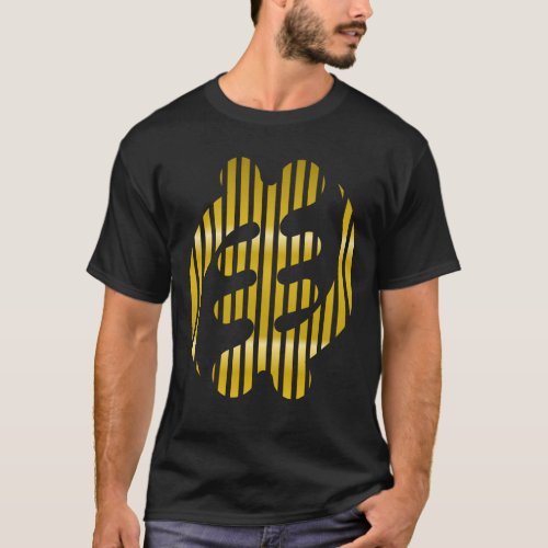 Trendy African Gold Striped XL Gye Nyame Black T_Shirt